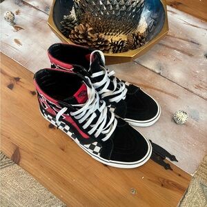 Vans Black and Red Checkered High-Top Sneakers
